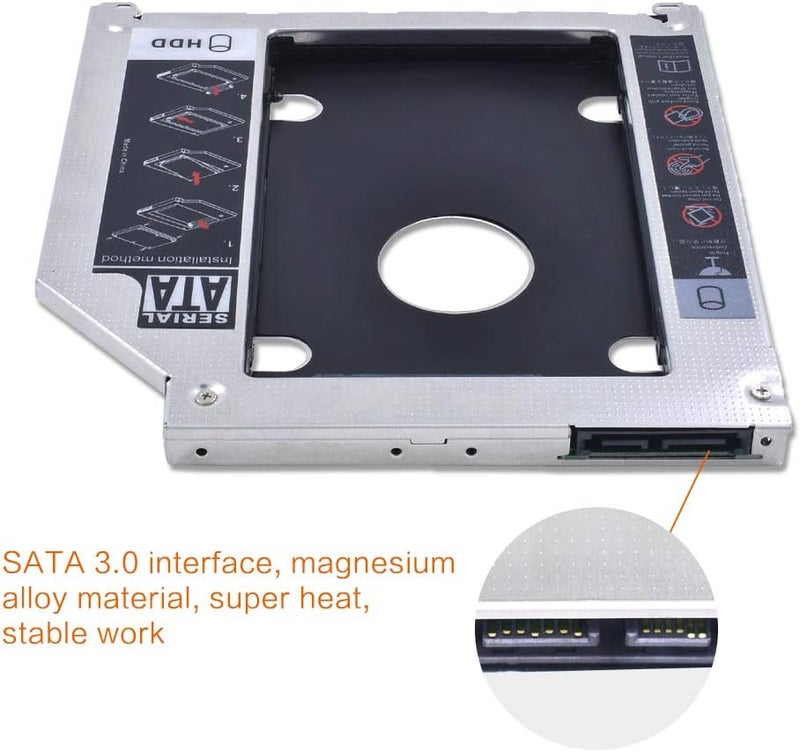BOWONG Hard Drive Caddy Tray 2nd HDD SSD Kit Compatible with 2.5" 9.5mm SATA HDD SSD 2nd HDD Adapter for Apple MacBook Pro Unibody 13 15 17 SuperDrive DVD Drive - Image 5